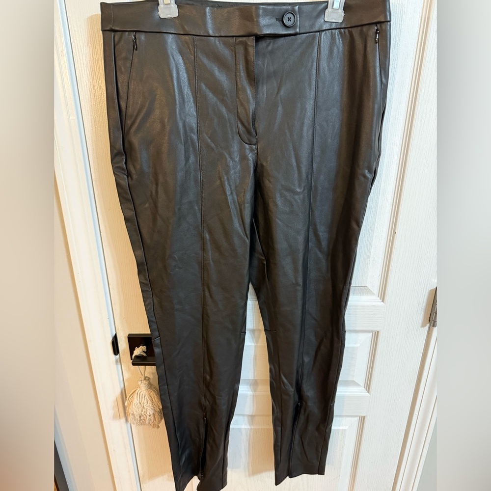 Anthropologie Black Faux Leather Straight Leg Pants